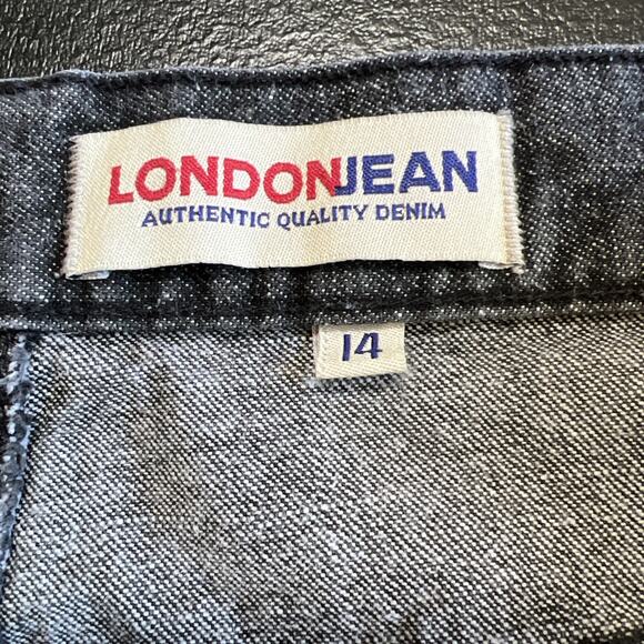 London Jean Womens 14 Charcoal Wash Comfort High Rise Wide Leg 31" Inseam Frayed - Picture 7 of 12